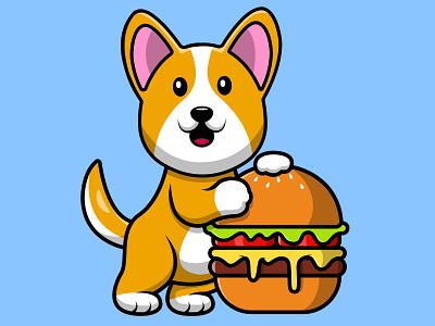 Cute Corgi Dog With Burger adorable