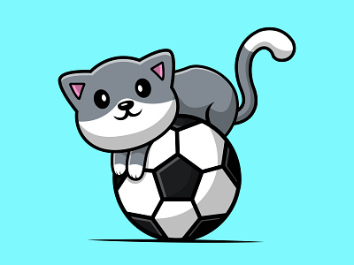 Cute Cat On Soccer Ball background