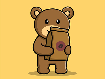 Teddy Bear Holding Coffee Pack