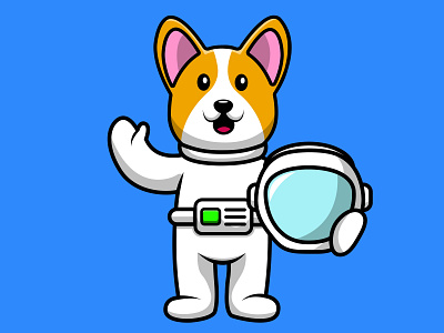 Cute Astronaut Corgi Dog smile