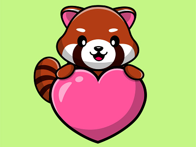 Cute Red Panda Love brown