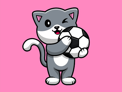 Cute Cat Holding Soccer Ball player