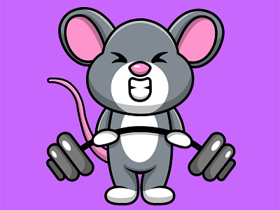 Cute Mouse Lifting Barbell rat