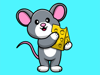 Cute Mouse Holding Cheese