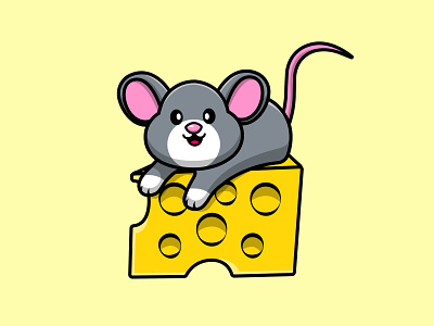 Cute Mouse On Cheese