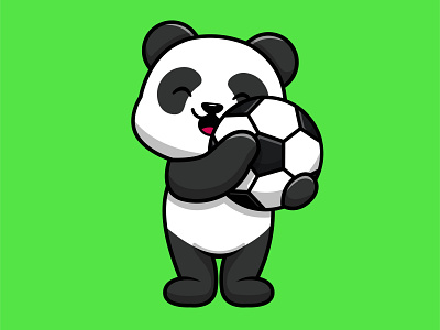 Cute Panda Holding Soccer Ball background