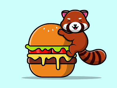 Cute Red Panda On Burger graphic