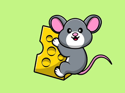 Cute Mouse Floating On Cheese small