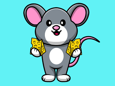 Cute Mouse Holding Cheese