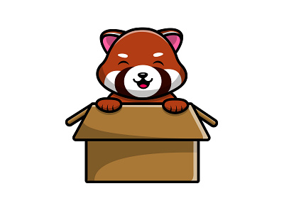 Cute Red Panda Playing In Box nice