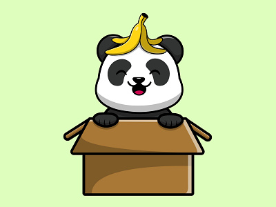 Cute Panda Playing In Box childhood
