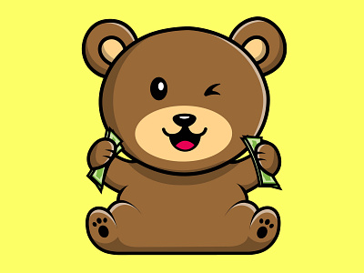 Cute Bear Holding Money