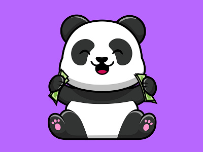 Cute Panda Holding Money character