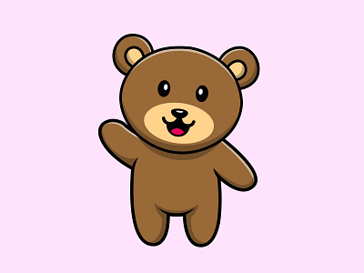 Cute Bear Waving Hand drawing