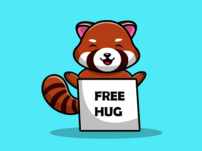 Cute Red Panda Free Hug Board background