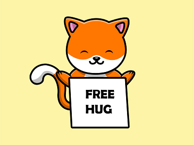 Cute Cat With Free Hug Board