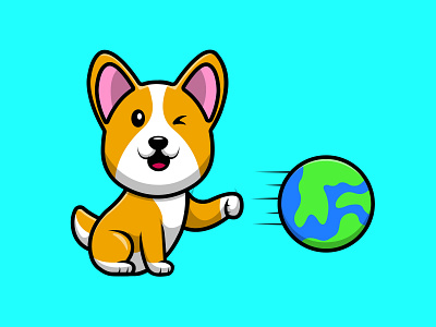 Cute Corgi Dog Punch Planet