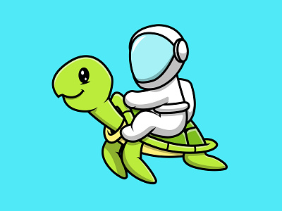 Cute Astronaut With Turtle green