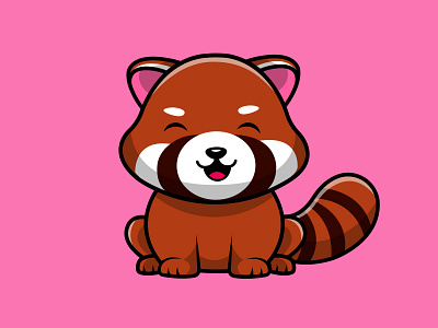 Cute Red Panda Sitting bamboo