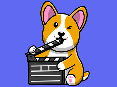 Cute Corgi Dog Holding Clapper Board character