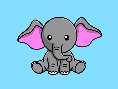 Cute Elephant Sitting happy