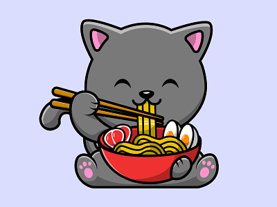 Cute Cat Eat Ramen kitty