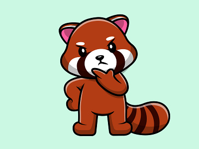 Cute Red Panda Thinking Seriuous emotion
