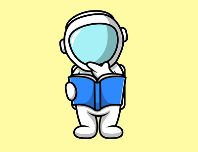 Cute Astronaut Reading Book school