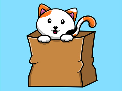 Cute Cat On Grocery Bag background