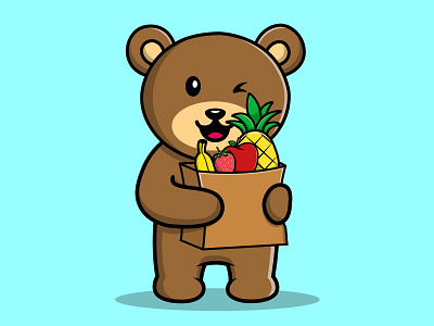 Cute Bear Buying Fruit child