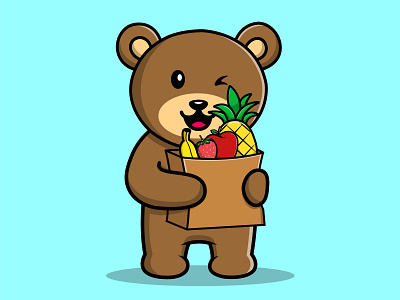 Cute Bear Buying Fruit