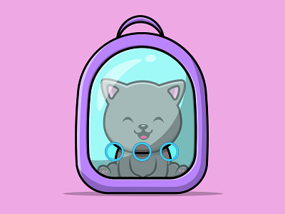 Cute Cat In Pet Carrier Bag isolated