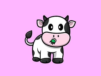 Cute Cow Eating Grass udder