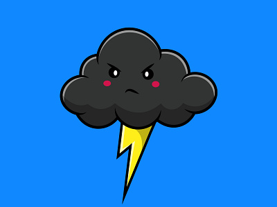 Cute Angry Cloud With Thunder design