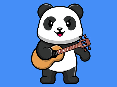 Cute Panda Playing Guitar instrument