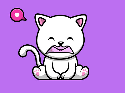 Cute Cat Receive Love Message character