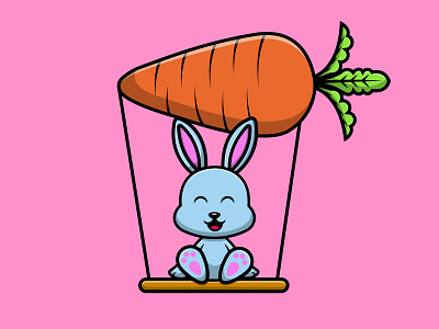 Cute Rabbit Swing On Carrot illustration