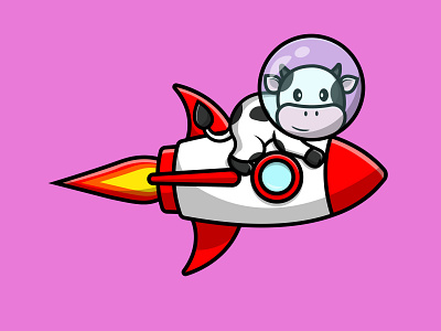 Cute Cow Riding Rocket cow