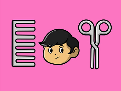 Cute Boy With Scissor And Comb