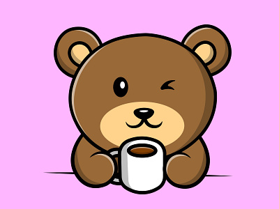 Cute Bear Drink Coffee