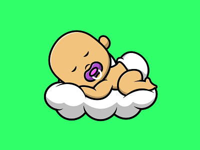 Cute Baby Sleeping On Cloud