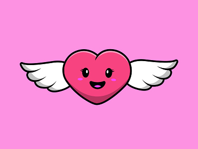 Cute Heart With Wing Flying art