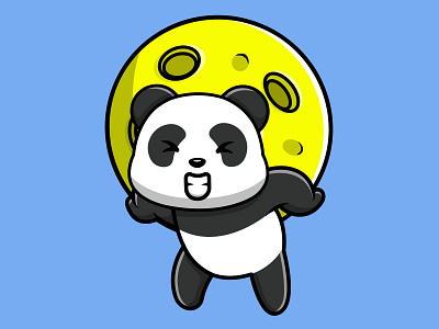 Cute Panda Lifting The Moon