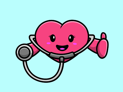 Cute Heart Holding Stethoscope woman