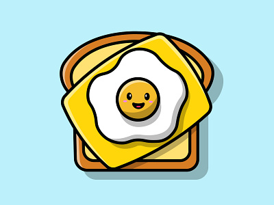 Cute Breakfast Toasted Bread With Egg And Cheese child