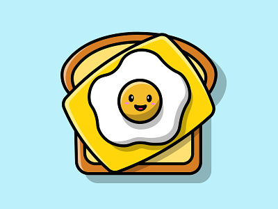 Cute Breakfast Toasted Bread With Egg And Cheese