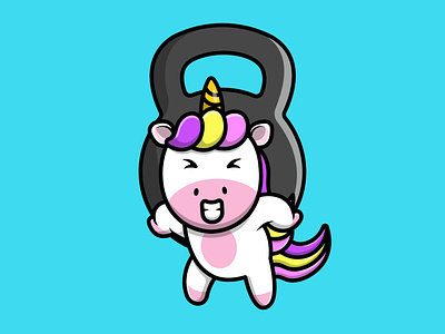 Cute Unicorn Lifting Dumbell character