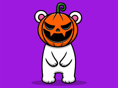 Cute Polar Bear Pumpkin Head