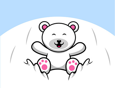 Cute Polar Bear Sliding On Ice design