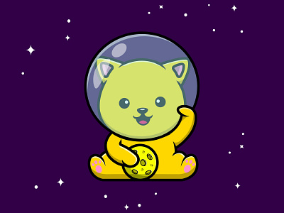 Cute Lucky Cat Holding Moon kitty